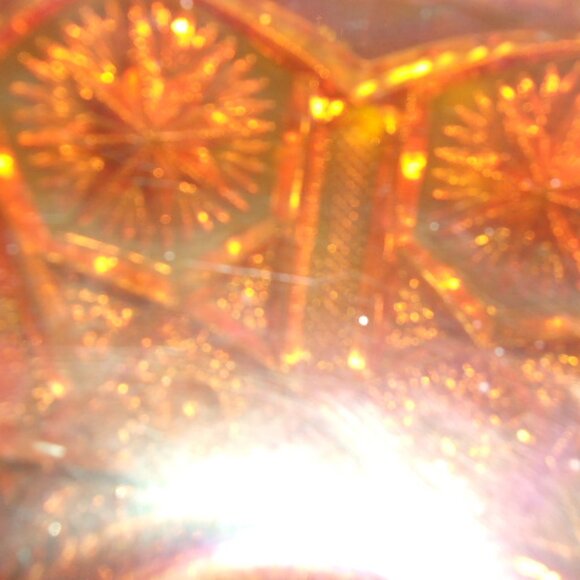 H-379 IMPERIAL STAR AND FILE HANDLED BOWL ORANGE CARNIVAL GLASS - Picture 9 of 13